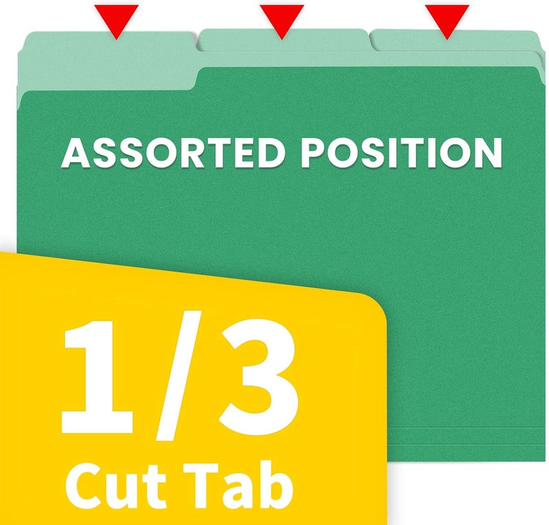 SUNEE File Folders, 120 Pack Manilla Folders 8.5 x 11, Colored File Folders Home Office School Supplies for Documents Files Paper, Green - Image 3